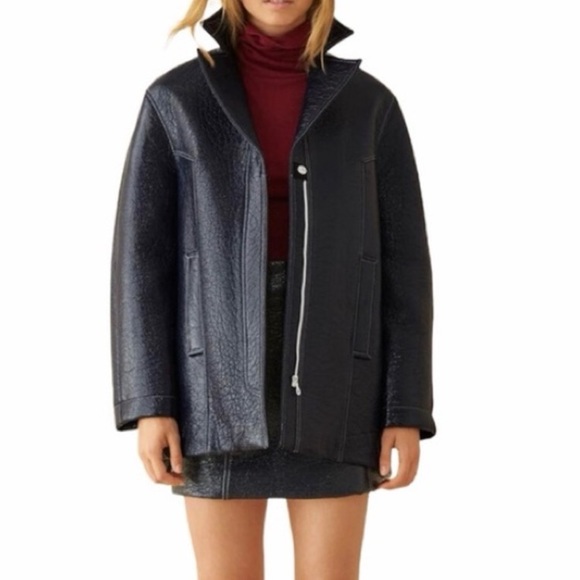 ba&sh Faux Leather Puffer Evening Jacket - Picture 1 of 9